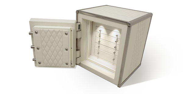 cream leather and stainless